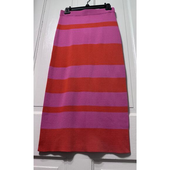 NWT Sachin & Babi Carson Pink Orange Knit Fitted Midi Skirt Size S - Picture 6 of 9
